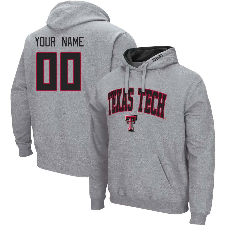 Custom Texas Tech Red Raiders Name And Number College Hoodie-Gray - Click Image to Close